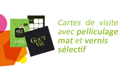 Cartes de visite avec pelliculage mat et vernis sélectif